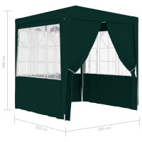 Produktbild för Professionellt partytält med väggar 2,5x2,5 m grön 90 g/m²