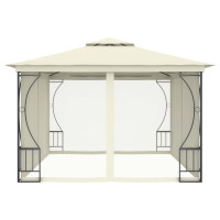 Produktbild för Paviljong med nät 300x400x265 cm gräddvit