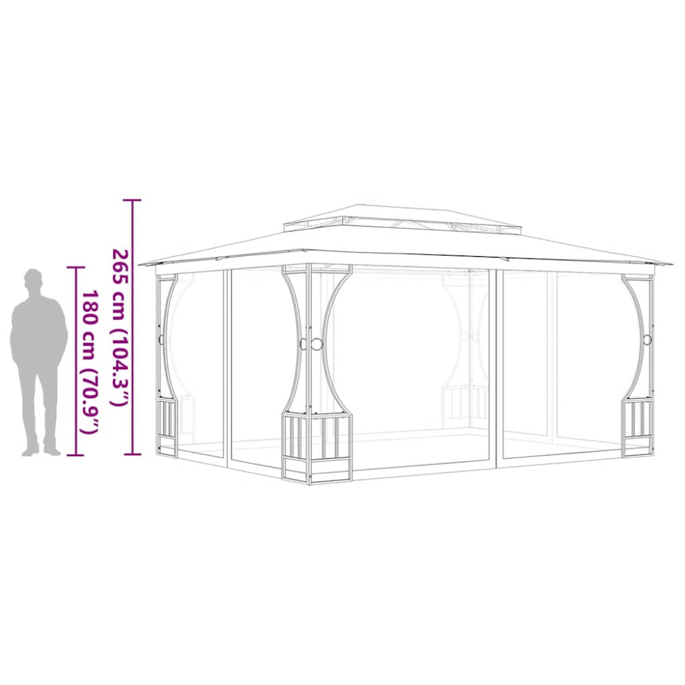 Produktbild för Paviljong med nät 300x400x265 cm antracit