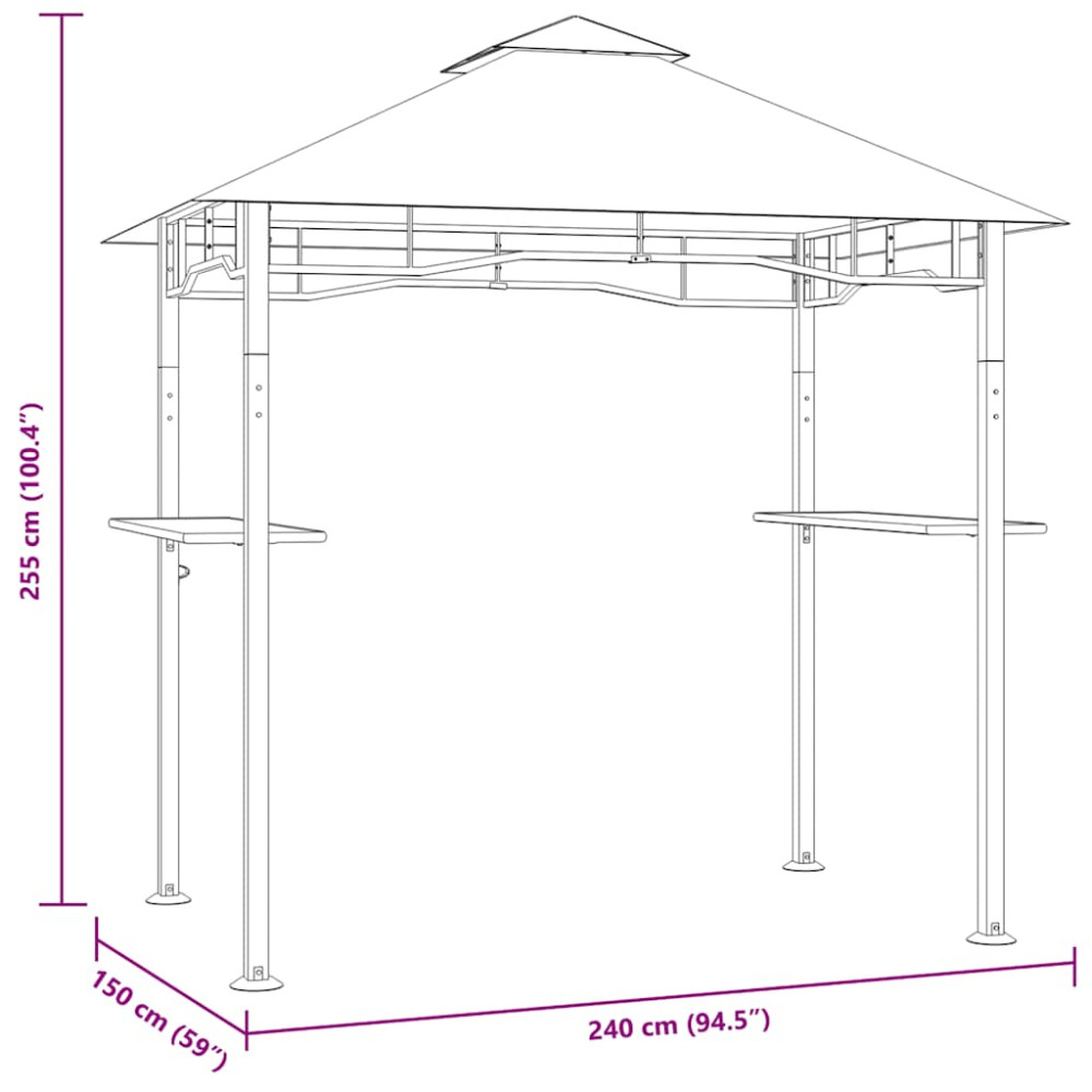 Produktbild för Grilltält 240x150x255 cm antracit stål
