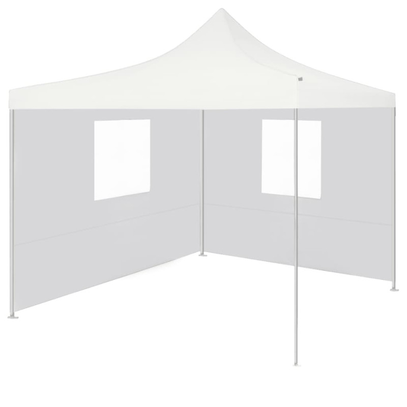 Produktbild för Hopfällbart partytält med 2 sidoväggar 3x3 m stål vit