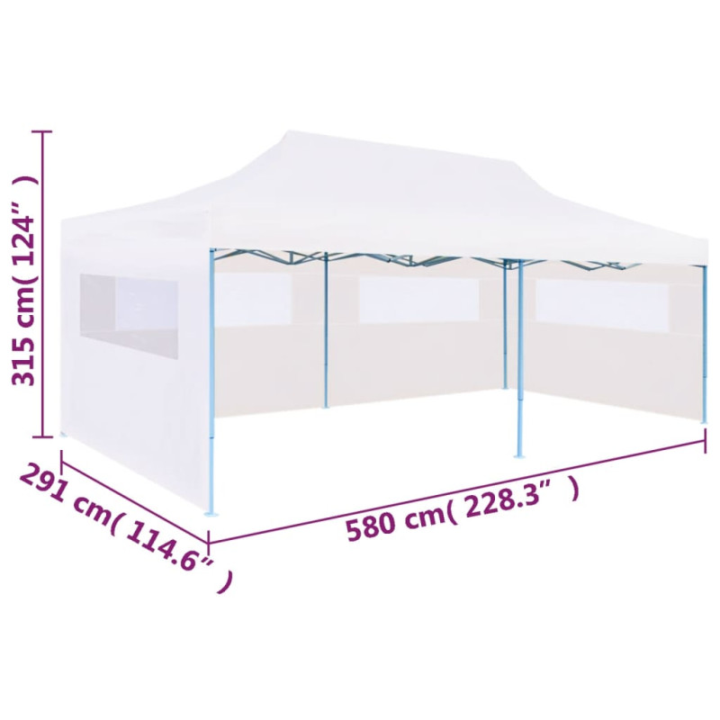 Produktbild för Pop-Up hopfällbart partytält med sidoväggar 3x6 m stål vit