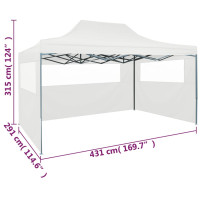 Miniatyr av produktbild för Hopfällbart partytält med 3 väggar 3x4,5 m vit