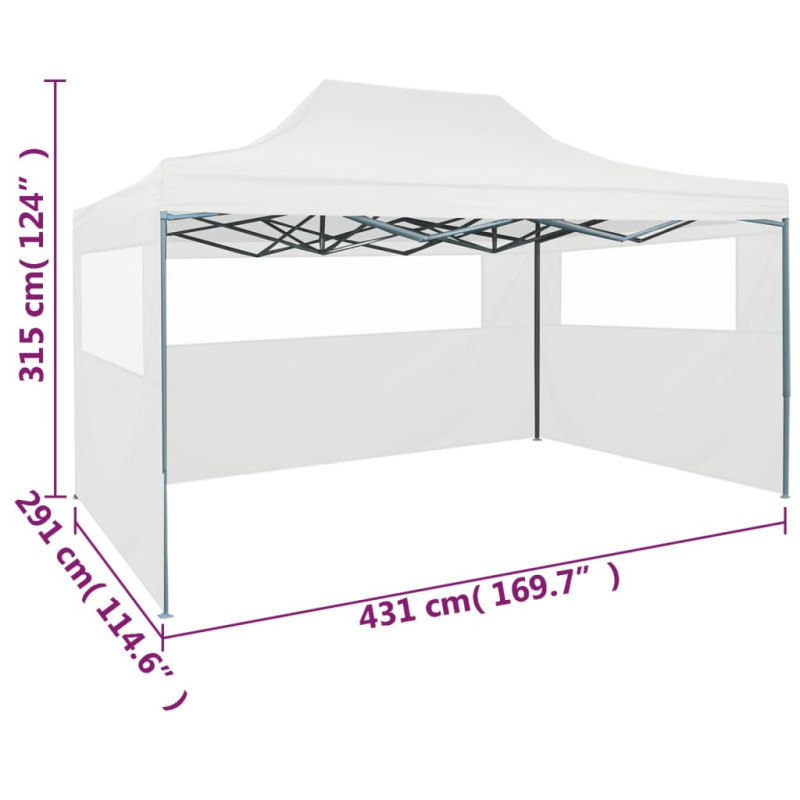 Produktbild för Hopfällbart partytält med 3 väggar 3x4,5 m vit