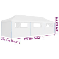 Produktbild för Pop-Up hopfällbart partytält med 8 sidoväggar 3x9 m vit