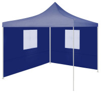 Produktbild för Hopfällbart partytält med 2 sidoväggar 2x2 m stål blå