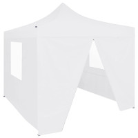Miniatyr av produktbild för Hopfällbart partytält med 4 sidoväggar 2x2 m stål vit