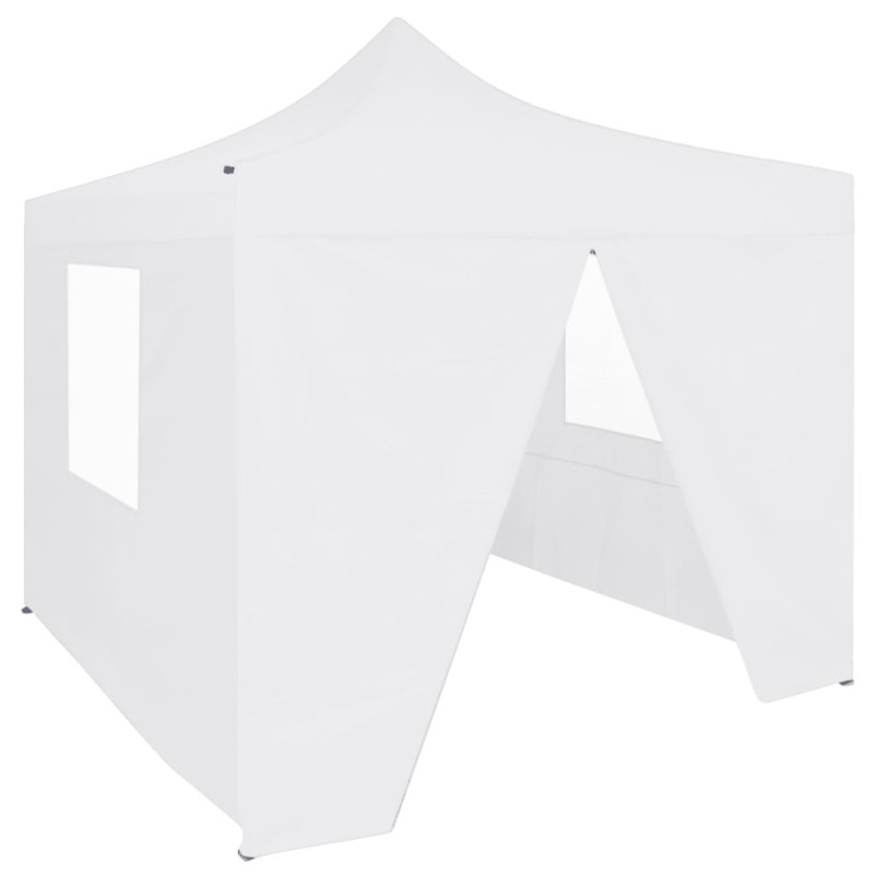 Produktbild för Hopfällbart partytält med 4 sidoväggar 2x2 m stål vit