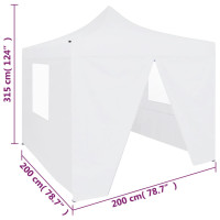 Miniatyr av produktbild för Hopfällbart partytält med 4 sidoväggar 2x2 m stål vit