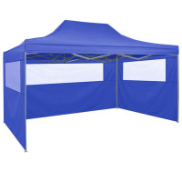 Produktbild för Hopfällbart partytält med 4 sidoväggar 3x4 m stål blå