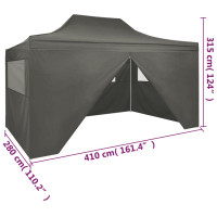 Produktbild för Hopfällbart partytält med 4 sidoväggar 3x4 m stål antracit