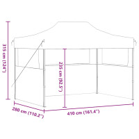 Produktbild för Hopfällbart partytält med 3 sidoväggar 280x410x315 cm stål vit