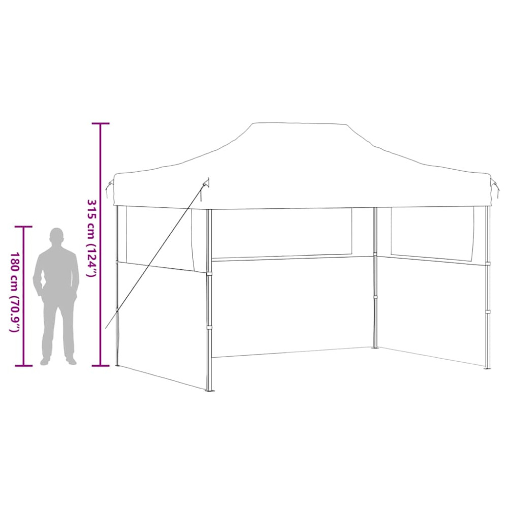 Produktbild för Hopfällbart partytält med 3 sidoväggar 280x410x315 cm stål vit