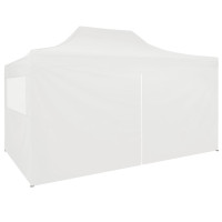 Produktbild för Hopfällbart partytält med 4 sidoväggar 3x4 m stål vit