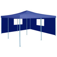 Produktbild för Hopfällbart partytält med 2 sidoväggar 5x5 m blå