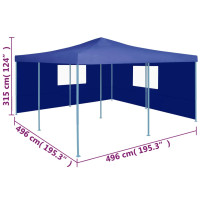 Produktbild för Hopfällbart partytält med 2 sidoväggar 5x5 m blå