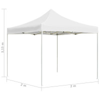 Produktbild för Hopfällbart partytält aluminium 2x2 m vit