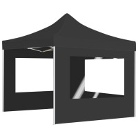 Miniatyr av produktbild för Hopfällbart partytält med väggar aluminium 2x2 m antracit