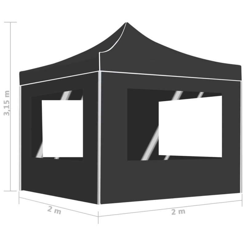 Produktbild för Hopfällbart partytält med väggar aluminium 2x2 m antracit