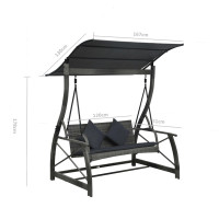 Produktbild för Hammock 3-sits med tak konstrotting grå