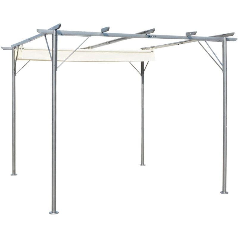 Produktbild för Pergola med indragbart tak gräddvit 3x3 m stål
