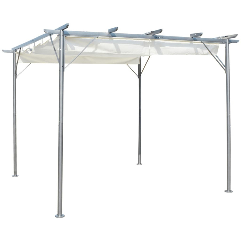 Produktbild för Pergola med indragbart tak gräddvit 3x3 m stål