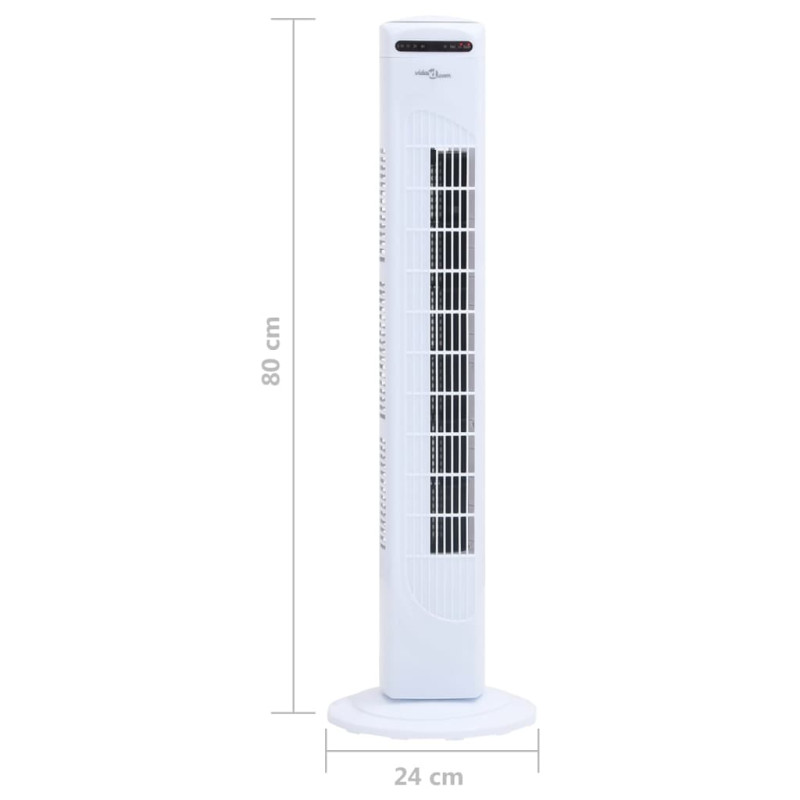 Produktbild för Tornfläkt med fjärrkontroll och timer Φ24x80 cm vit