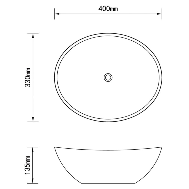 Produktbild för Handfat ovalt 40 x 33 cm keramisk vit