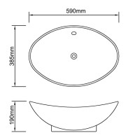 Produktbild för Lyxigt Ovalt Handfat i keramik med bräddavlopp Svart
