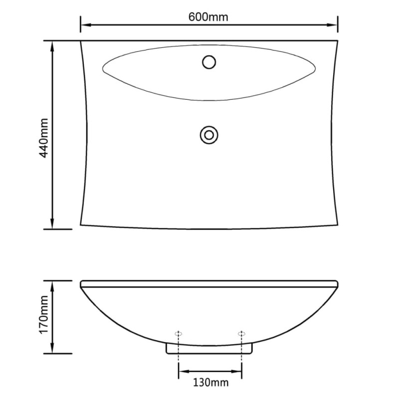 Produktbild för Lyxigt keramisk handfat rektangulär med överflöds- &amp; kranhål