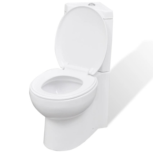 vidaXL Keramisk toalettstol i hörnmodell vit