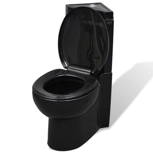 vidaXL WC Keramisk Toalettstol Hörn Svart