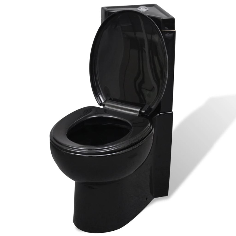 Produktbild för Keramisk toalettstol hörnmodell svart