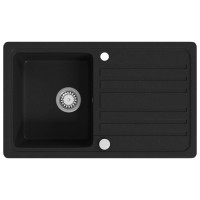 Miniatyr av produktbild för Diskbänk i granit med en diskho och avlopp svart