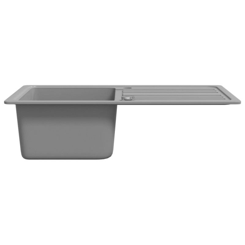 Produktbild för Diskbänk i granit med en diskho och avlopp Grå