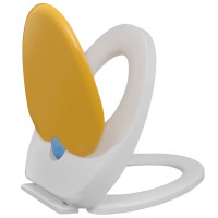 Miniatyr av produktbild för Toalettsits för barn/vuxna med mjuk stängning gul & vit