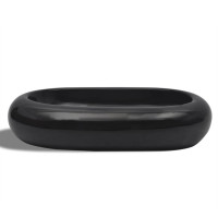Miniatyr av produktbild för Handfat svart keramisk oval