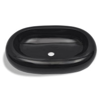 Miniatyr av produktbild för Handfat svart keramisk oval