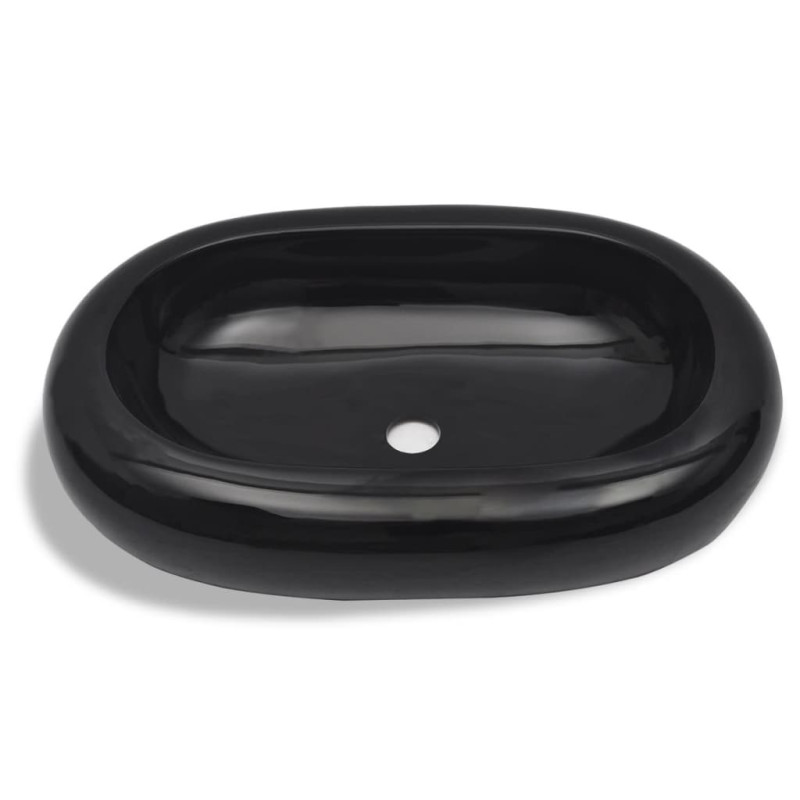 Produktbild för Handfat svart keramisk oval