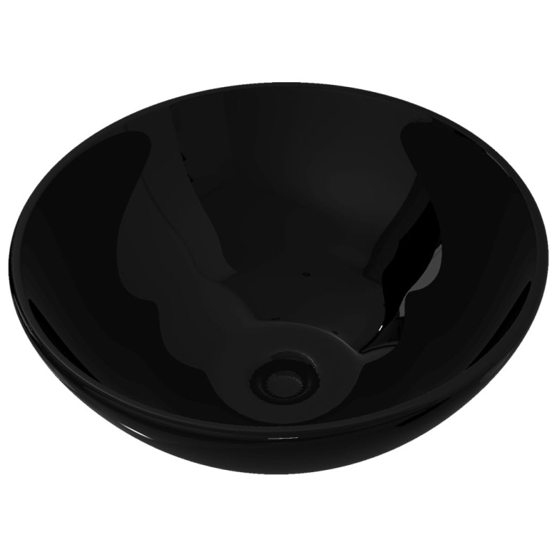 Produktbild för Handfat i svart keramik rund