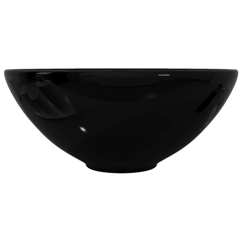 Produktbild för Handfat i svart keramik rund