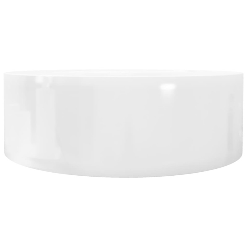 Produktbild för Handfat vit i keramik med kranhål och översvämningshål rund