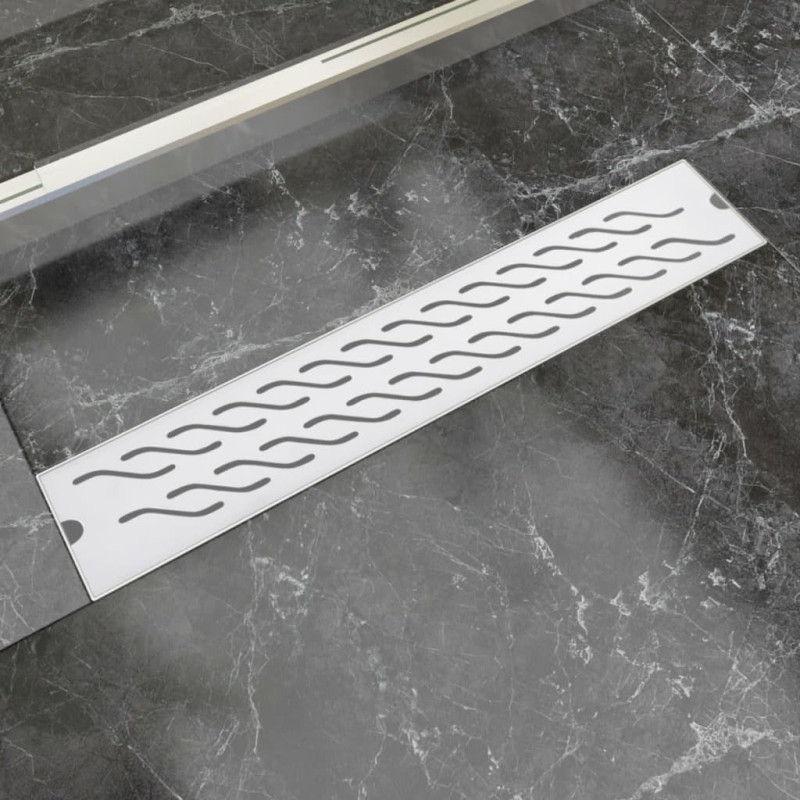 Produktbild för Avlång golvbrunn vågig 630x140 mm rostfritt stål