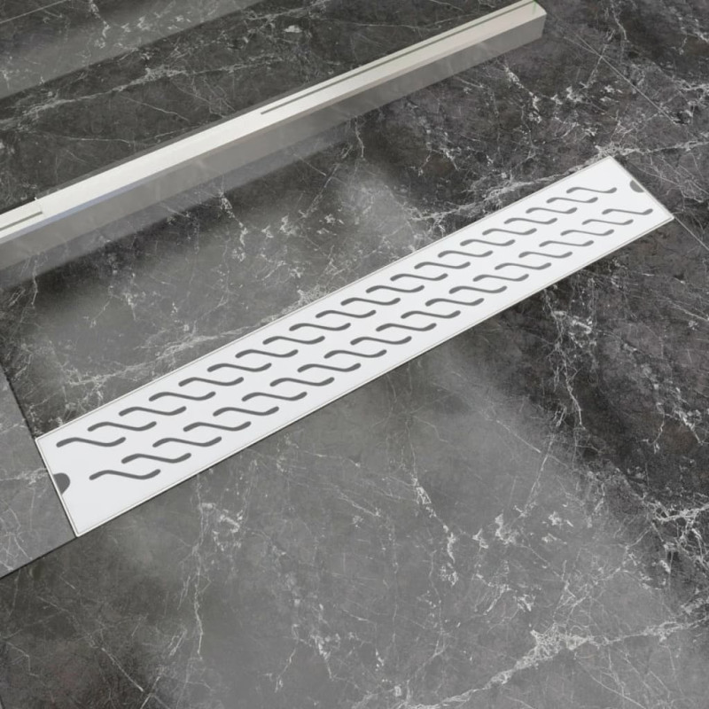Produktbild för Avlång golvbrunn vågig 730x140 mm rostfritt stål