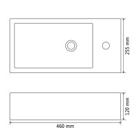 Miniatyr av produktbild för Handfat med kranhål rektangulär keramisk vit 46x25,5x12 cm