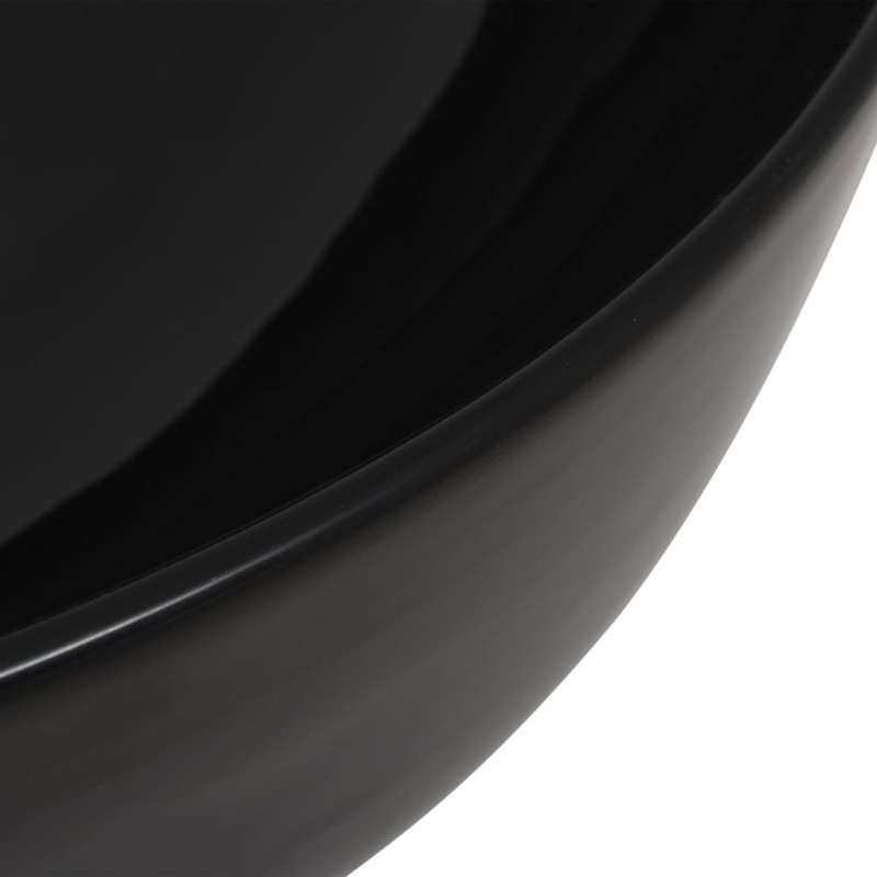 Produktbild för Handfat keramik rund svart 41,5x13,5 cm