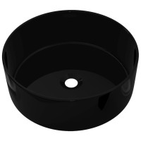 Miniatyr av produktbild för Handfat keramik rund svart 40x15 cm