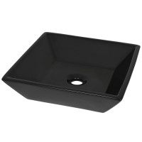 Produktbild för Handfat keramik fyrkantig svart 41,5x41,5x12 cm