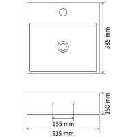 Produktbild för Handfat med kranhål keramik svart 51,5x38,5x15 cm