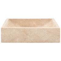 Produktbild för Handfat 45x30x12 cm marmor gräddvit högglans